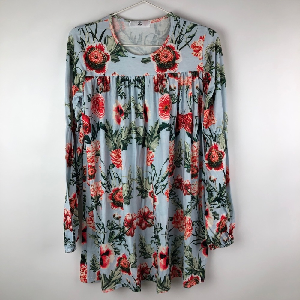 MISSGUIDED floral long sleeve jersey dress